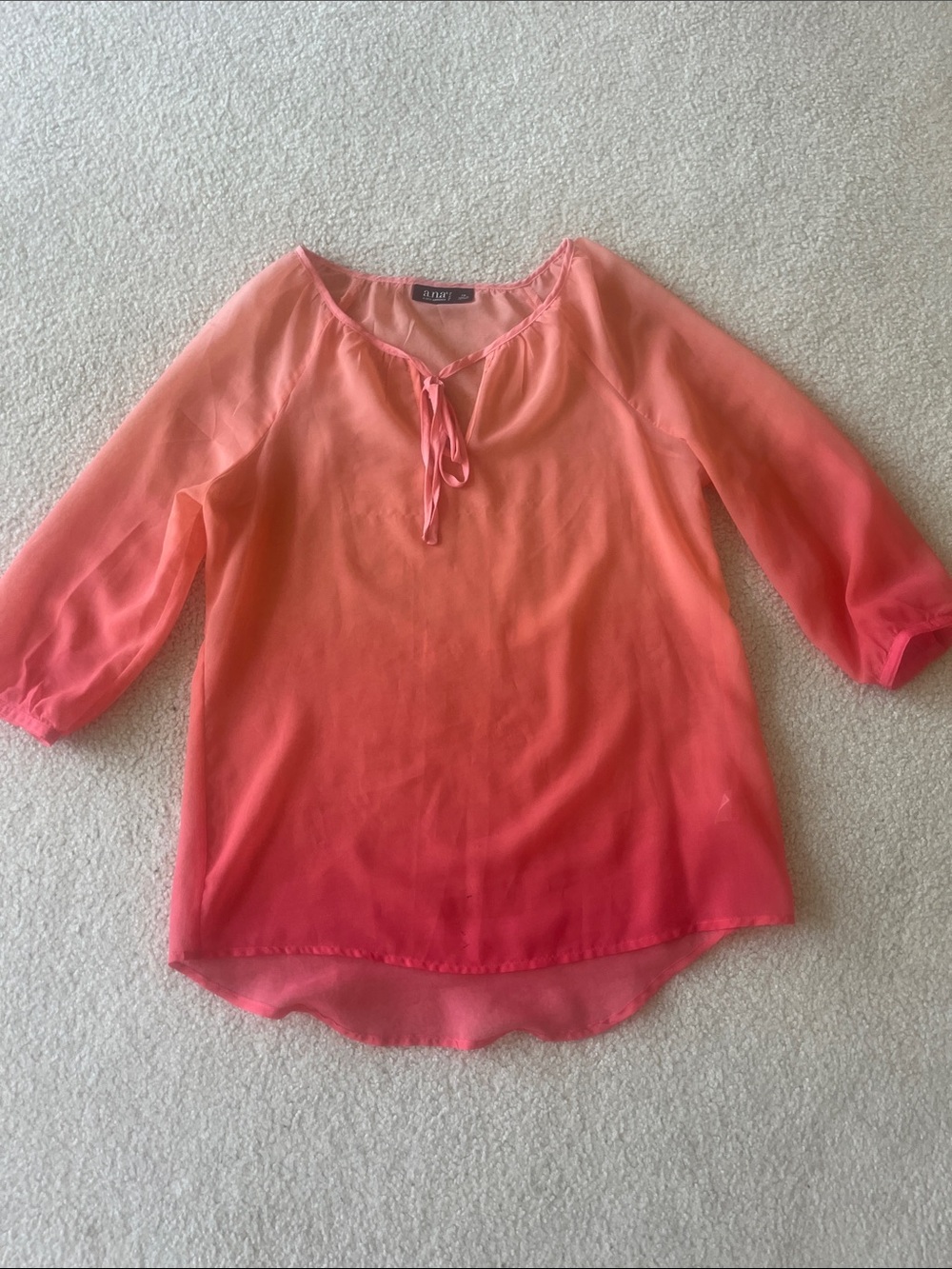 A.N.A Coral to Pink Ombre Tie-Neck Tunic